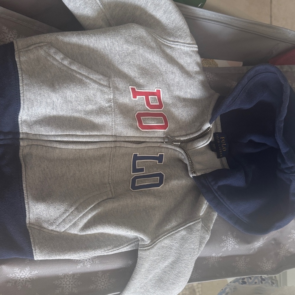 Polo by Ralph Lauren Kids Gray and Navy Zip-Up Hoodie